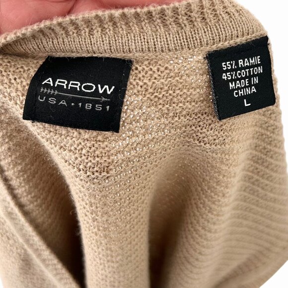 ARROW BEIGE KNIT V-NECK MEN'S SWEATER VEST - L - Picture 4 of 4